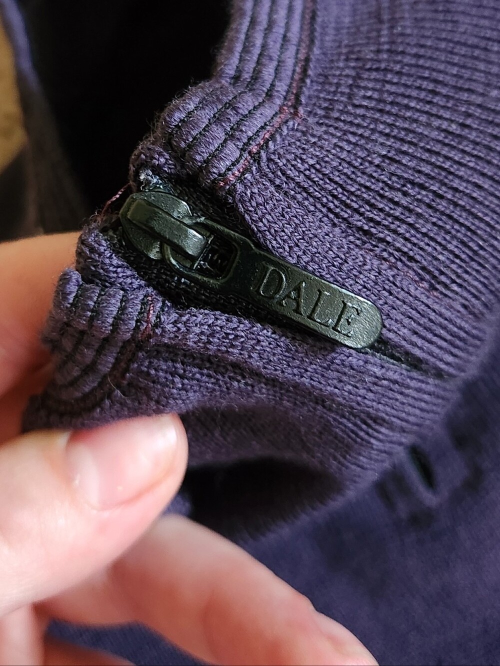 Dale of Norway Geilo Purple Women Sweater Pure Merino Wool  1/4 Zip Snowflake XL - Picture 6 of 13